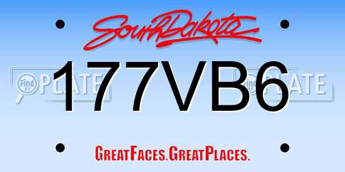 177VB6 South Dakota License Plate