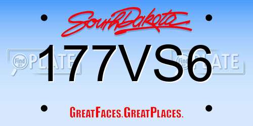 177VS6 South Dakota License Plate
