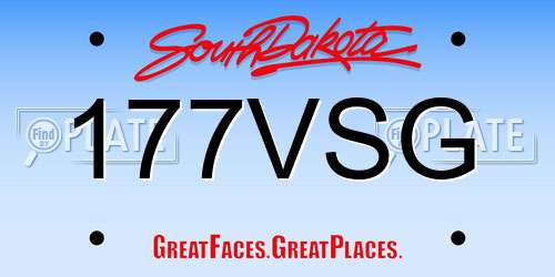 177VSG South Dakota License Plate