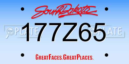 177Z65 South Dakota License Plate