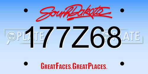 177Z68 South Dakota License Plate