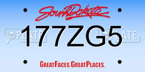 177ZG5 South Dakota License Plate