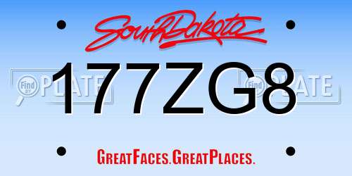 177ZG8 South Dakota License Plate