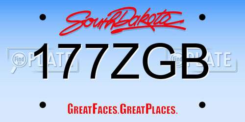 177ZGB South Dakota License Plate