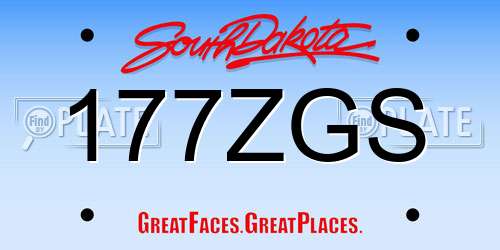 177ZGS South Dakota License Plate
