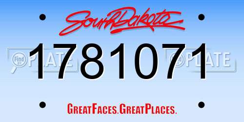 1781071 South Dakota License Plate