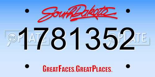 1781352 South Dakota License Plate