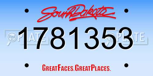 1781353 South Dakota License Plate
