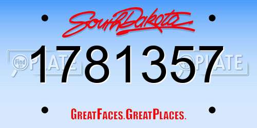 1781357 South Dakota License Plate