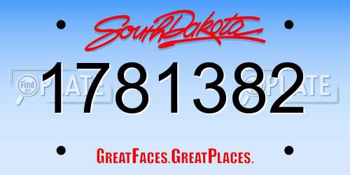 1781382 South Dakota License Plate