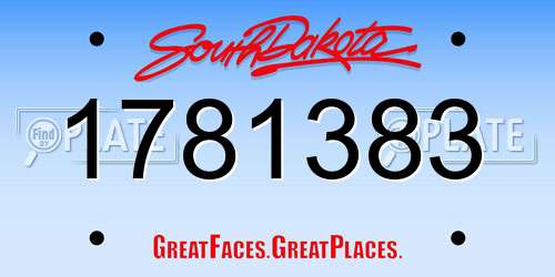 1781383 South Dakota License Plate