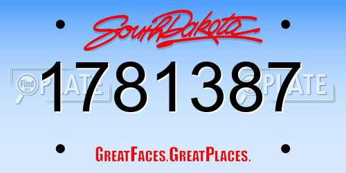 1781387 South Dakota License Plate