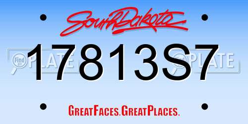 17813S7 South Dakota License Plate