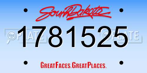 1781525 South Dakota License Plate