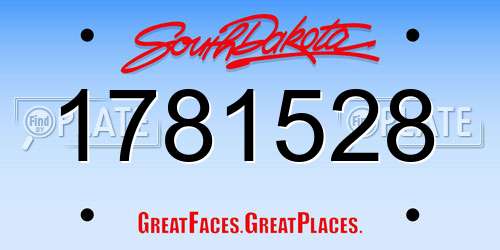 1781528 South Dakota License Plate