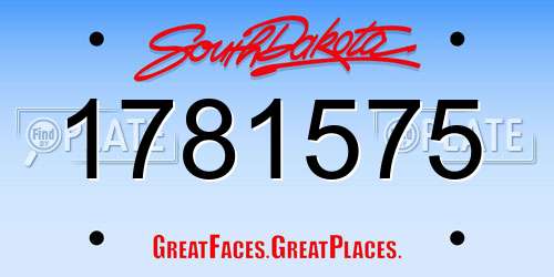 1781575 South Dakota License Plate