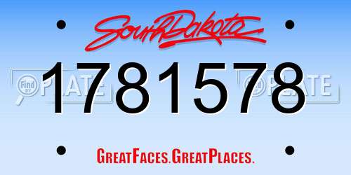 1781578 South Dakota License Plate
