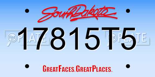 17815T5 South Dakota License Plate
