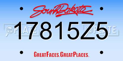 17815Z5 South Dakota License Plate