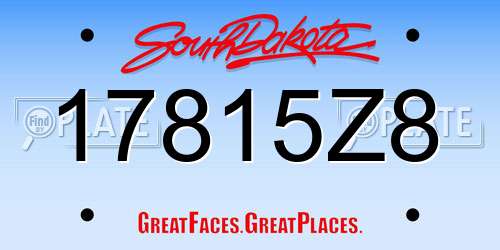 17815Z8 South Dakota License Plate