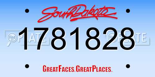 1781828 South Dakota License Plate