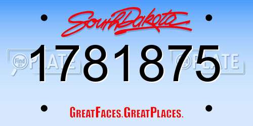 1781875 South Dakota License Plate