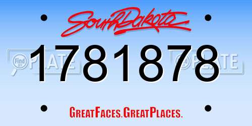 1781878 South Dakota License Plate