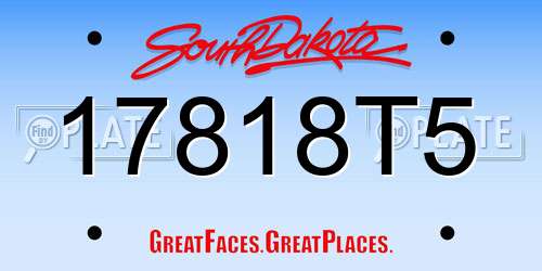 17818T5 South Dakota License Plate