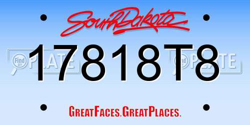 17818T8 South Dakota License Plate