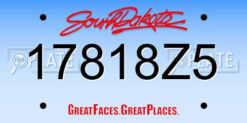 17818Z5 South Dakota License Plate