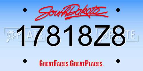 17818Z8 South Dakota License Plate