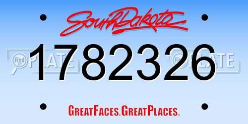 1782326 South Dakota License Plate