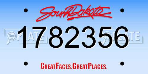 1782356 South Dakota License Plate
