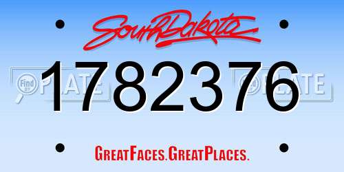 1782376 South Dakota License Plate