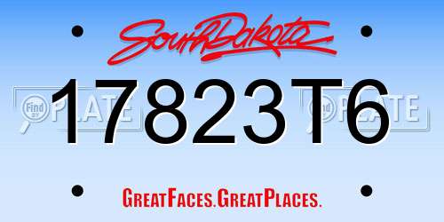 17823T6 South Dakota License Plate