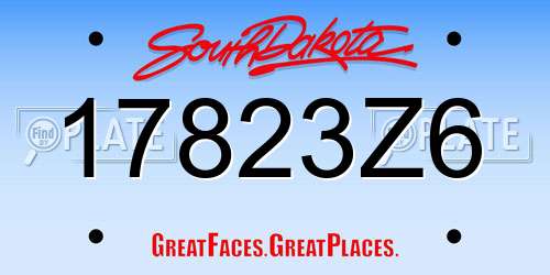 17823Z6 South Dakota License Plate