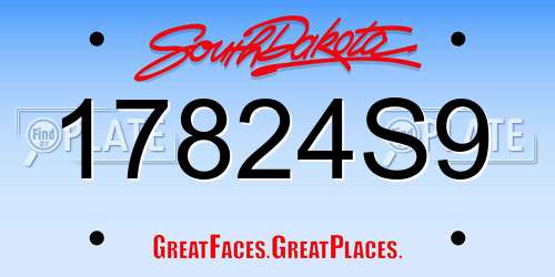 17824S9 South Dakota License Plate