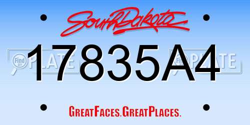17835A4 South Dakota License Plate