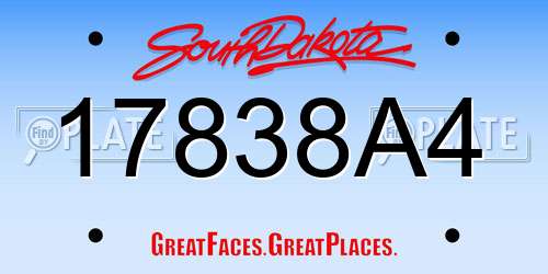17838A4 South Dakota License Plate