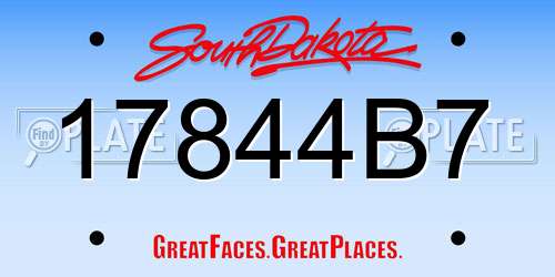 17844B7 South Dakota License Plate