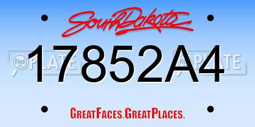17852A4 South Dakota License Plate