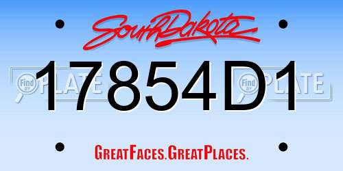 17854D1 South Dakota License Plate