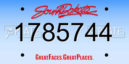 1785744 South Dakota License Plate