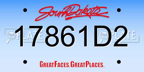 17861D2 South Dakota License Plate