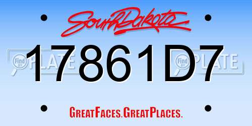 17861D7 South Dakota License Plate