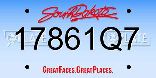 17861Q7 South Dakota License Plate
