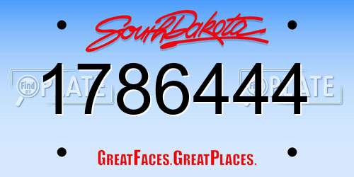 1786444 South Dakota License Plate