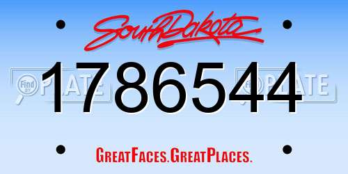 1786544 South Dakota License Plate