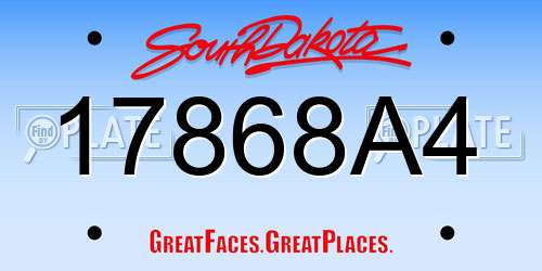 17868A4 South Dakota License Plate
