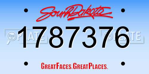 1787376 South Dakota License Plate